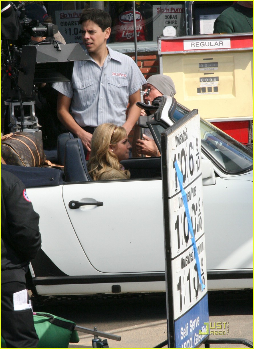 Filming Gossip Girl with Brittany Snow.