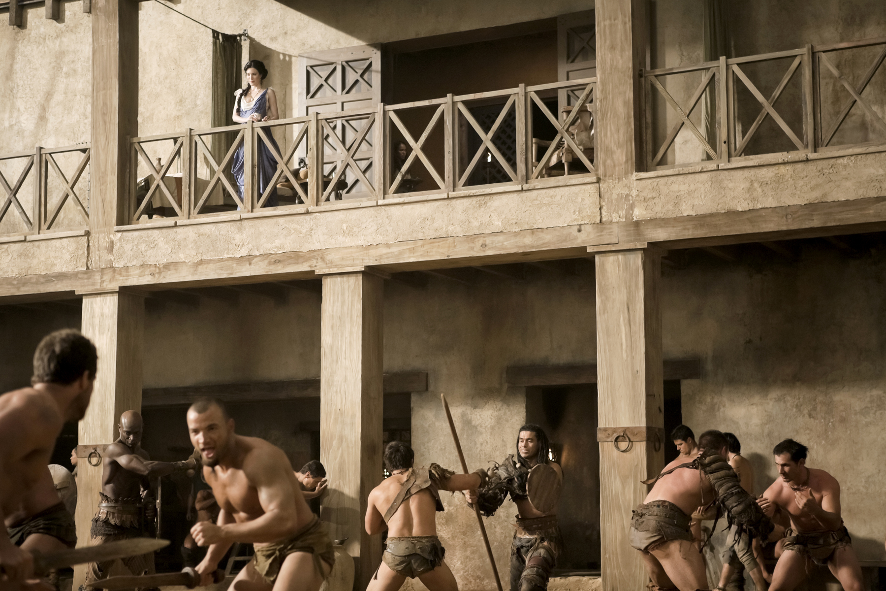 Still of Peter Mensah, Nick E. Tarabay and Antonio Te Maioha in Spartacus: Gods of the Arena (2011)