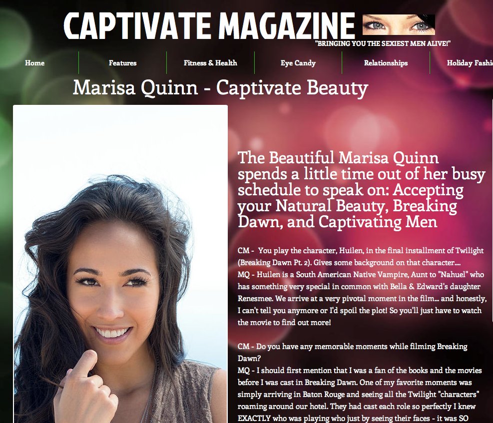 Captivate Magazine features Twilight actress Marisa Quinn