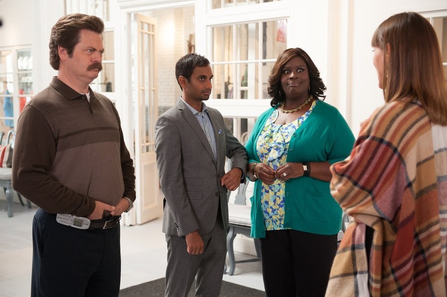 Still of Erinn Hayes, Nick Offerman, Retta and Aziz Ansari in Parks and Recreation (2009)