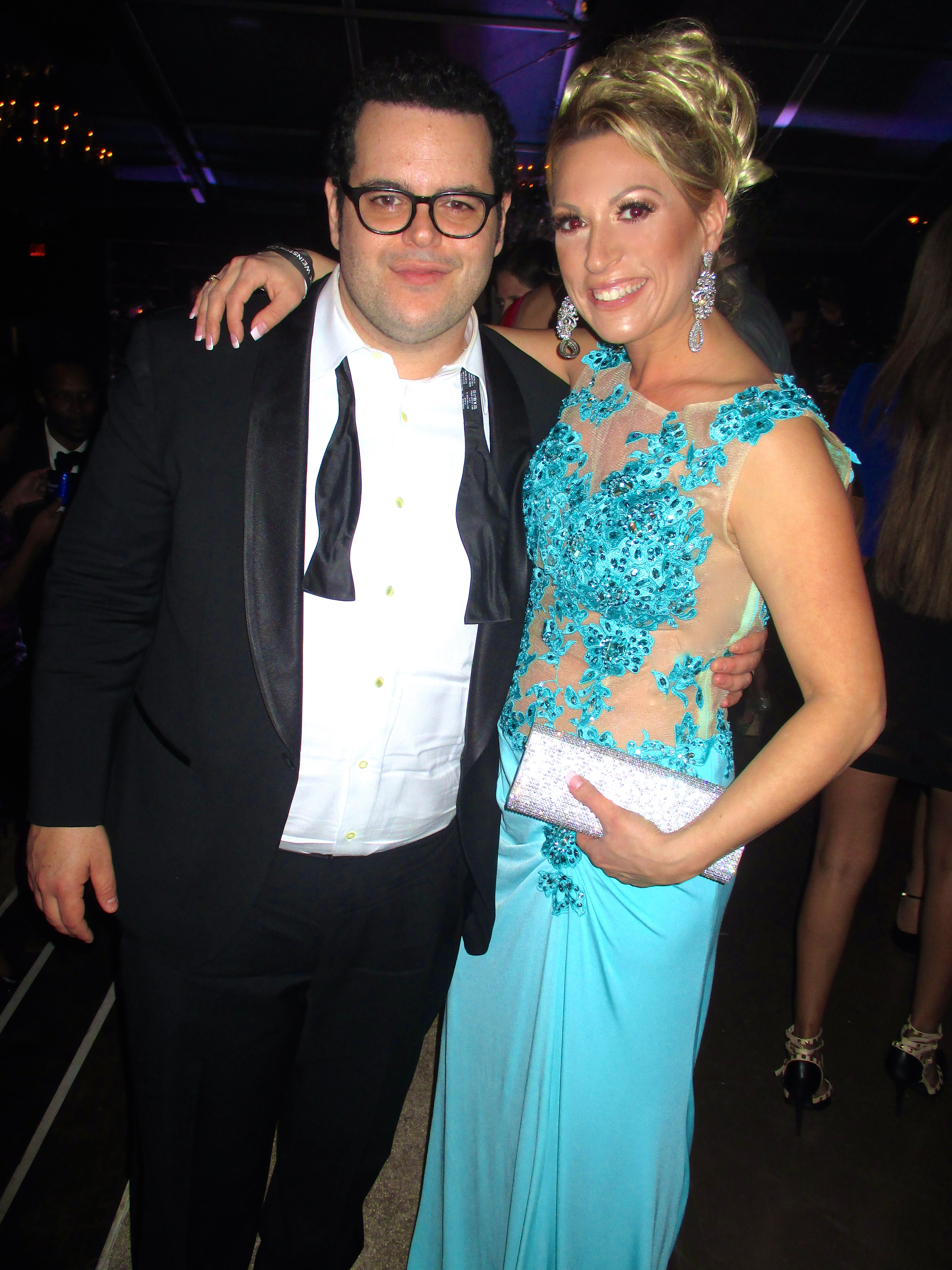 Michelle Romano and Josh Gad at the Golden Globes