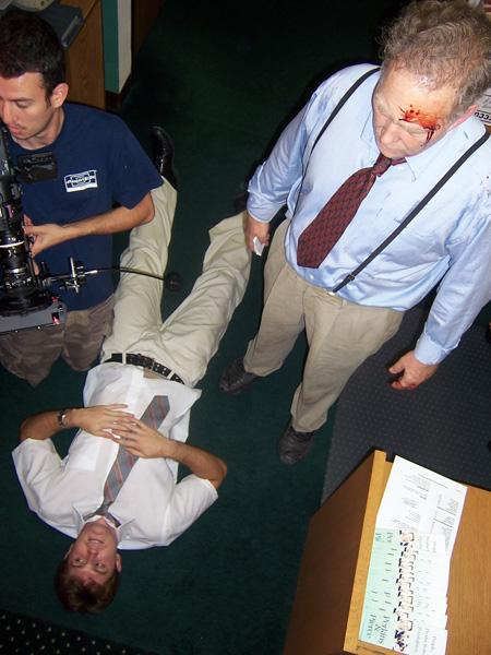 Michael Kershner, Tim Pilleri, and G. Larry Butler on the set of Downsized
