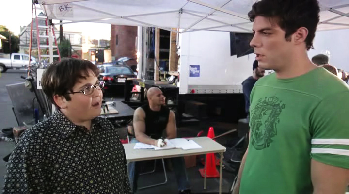 Andy Milonakis on the left, Jayson Jinkens in the middle back, and Brian Drolet on the right, another scene from 2 Dudes and a Dream.