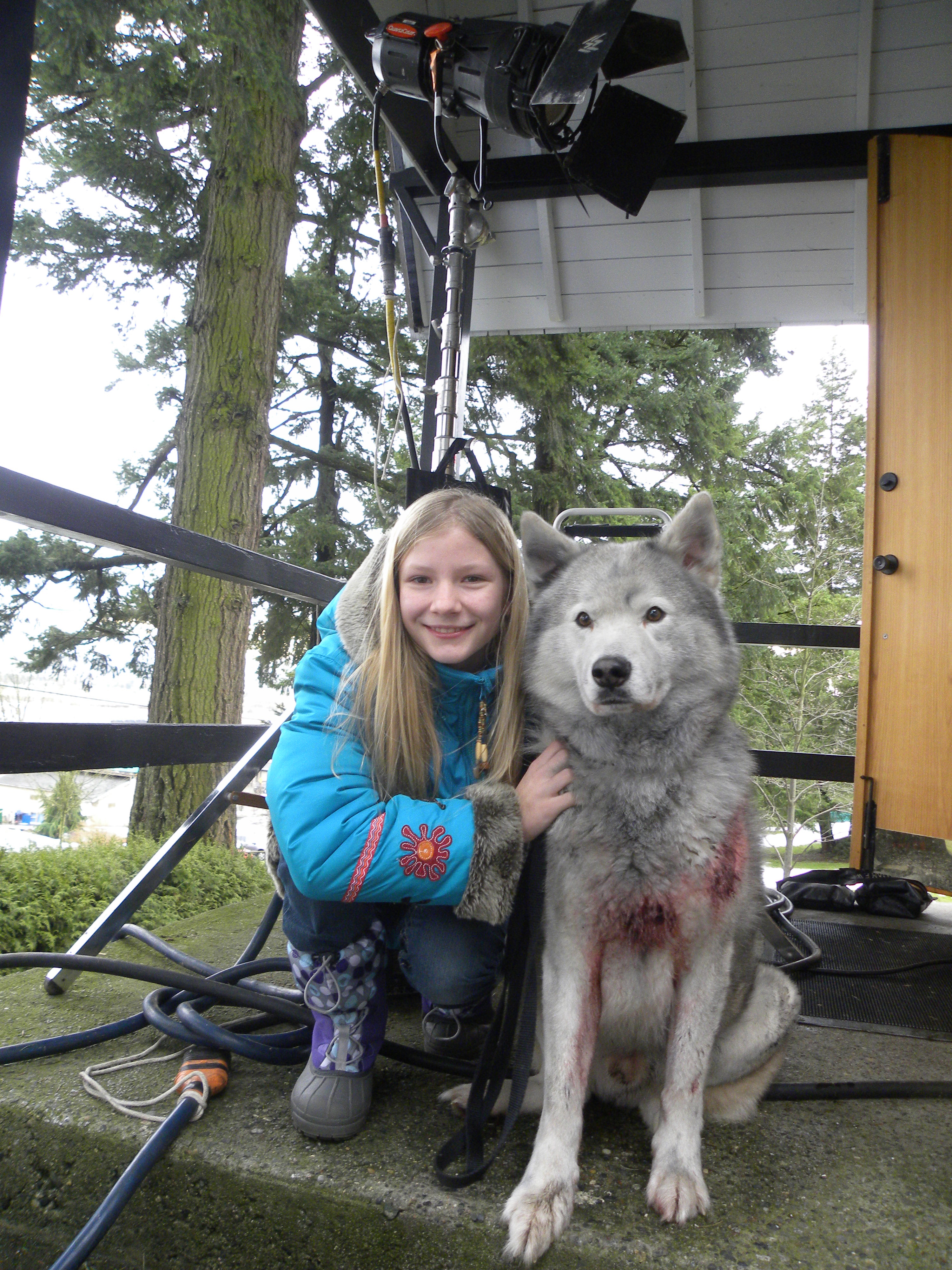 Erika-Shaye with Cody the wolf in 