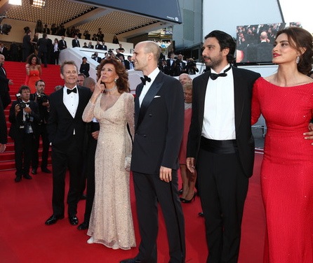 William Goodrum at the Cannes Film Festival with Sophia Loren, Edoardo Ponti and Massimiliano di Lodovico for the screening of La Voce Umana.