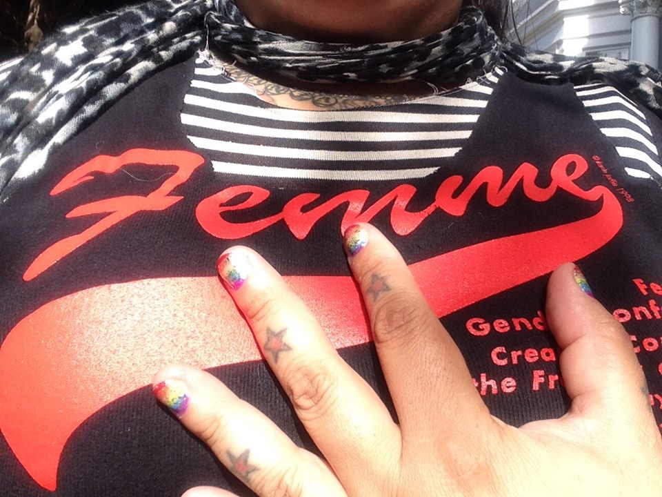 Femme! Note the rainbow nails