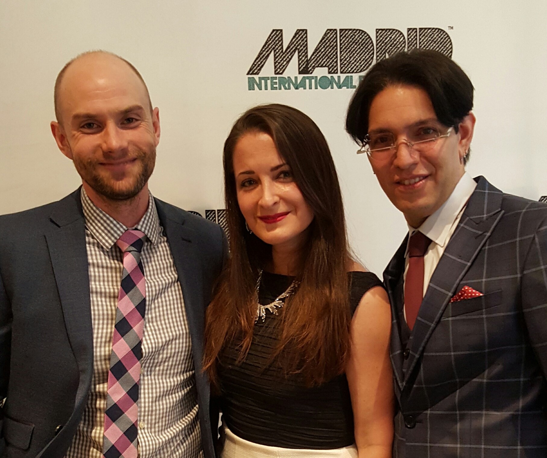 Andrew Johnston, Kathleen Davison, and Jayson Simba at the Madrid International Film Festival