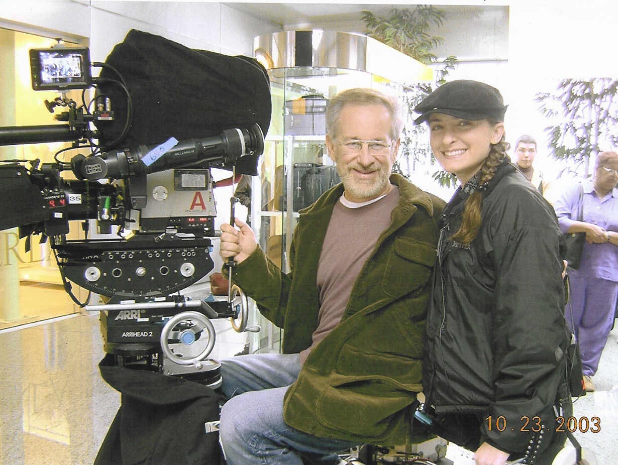 Kathleen Davison learning from one of the best -- on the set of The Terminal with Steven Spielberg