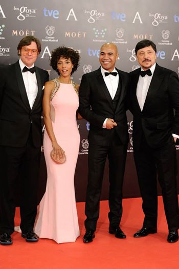 Carlos Bardem, Álvaro Longoria, Judith Diakhate and Santiago Zannou