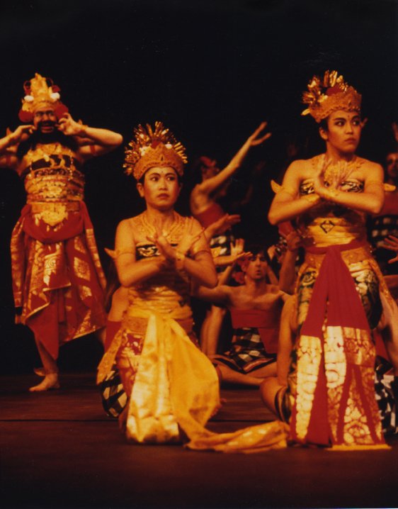Balinese Kecak, 1995. Lee is the one who kneels, playing Trijata in Balinese Kecak 