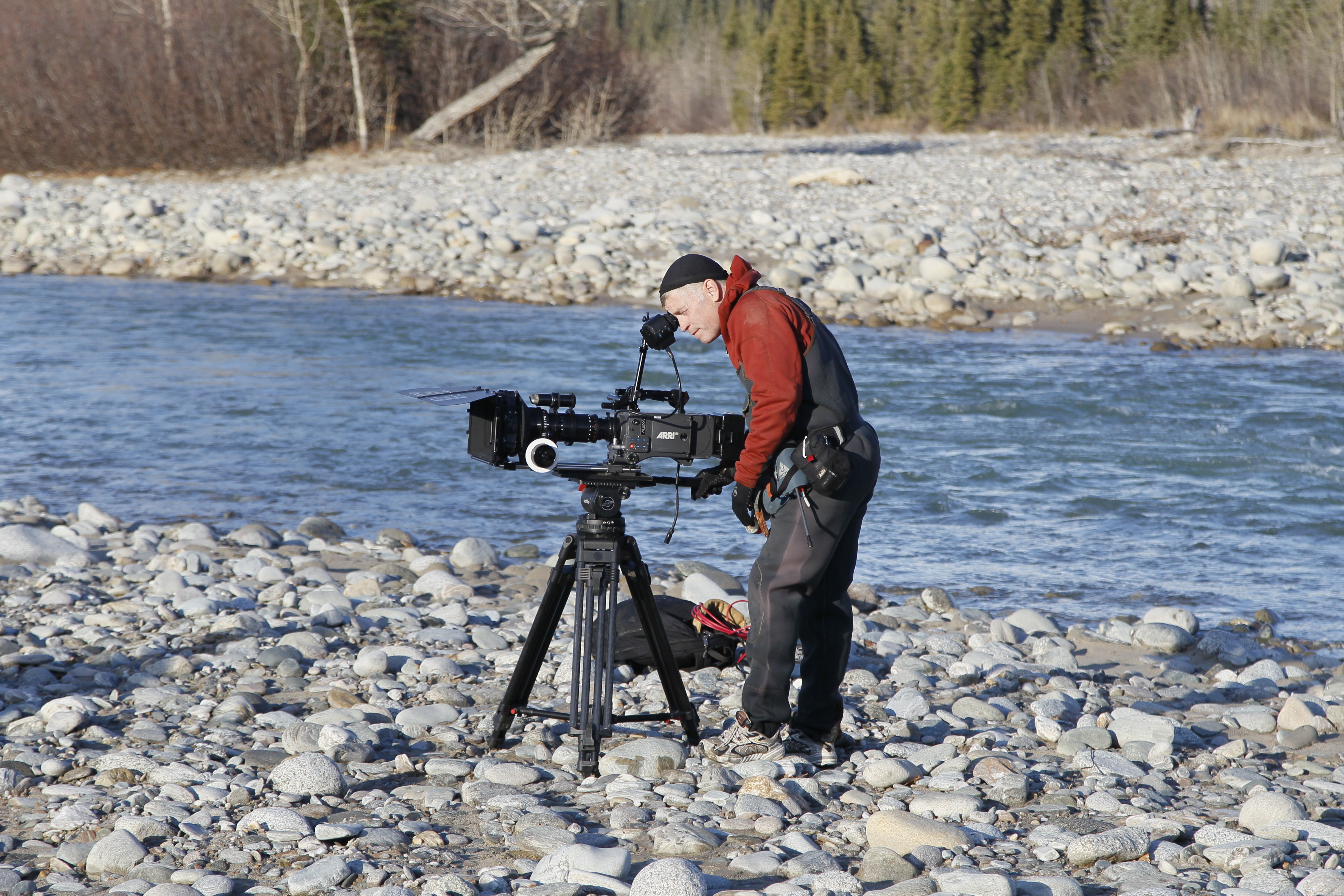 Lining up camera position on set of Love of Life. Delta, Alaska 2011