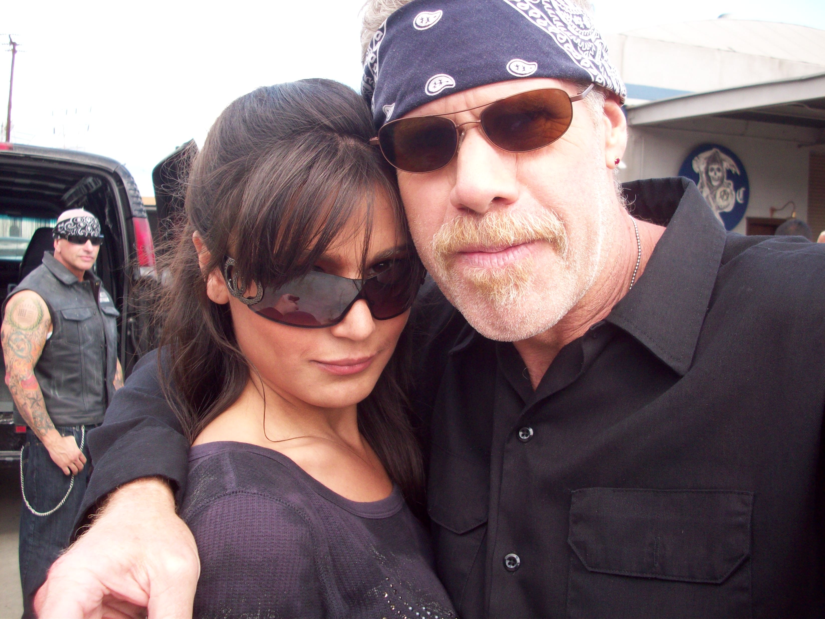 Natalina and Ron Perlman on the set of 