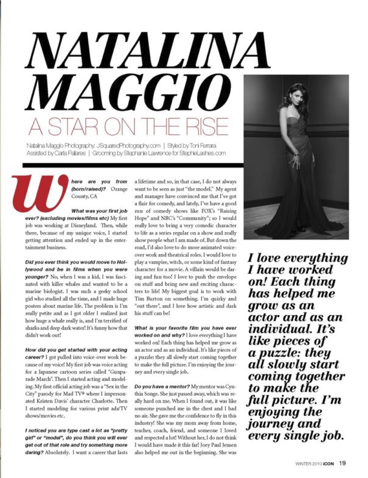 Natalina Maggio- A Star Rising Article- ICON MAGAZINE