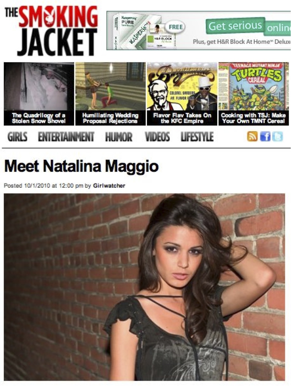 Playboy's The Smoking Jacket does a non-nude celebrity article -Natalina Maggio