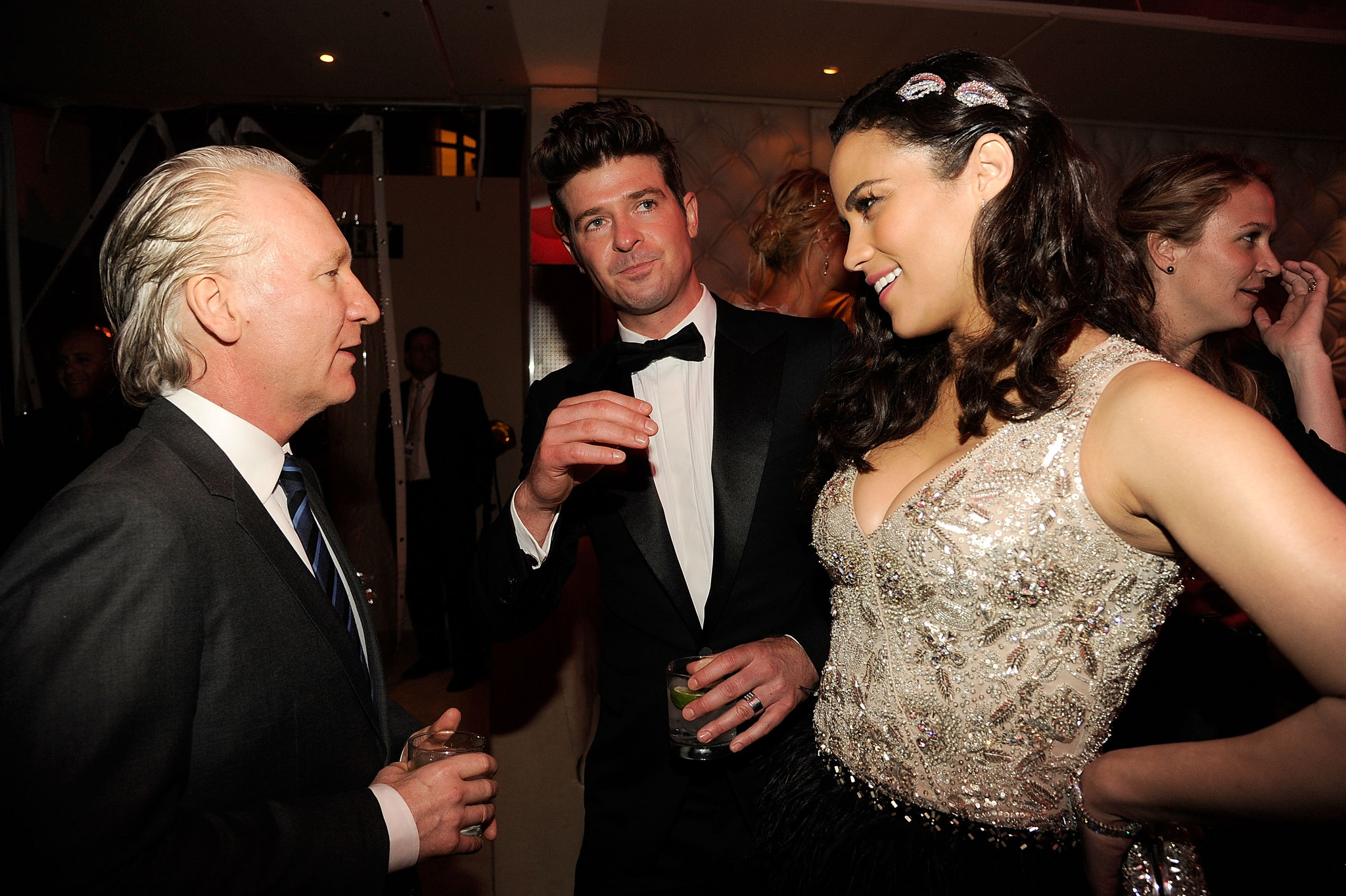 Bill Maher, Robin Thicke and Paula Patton