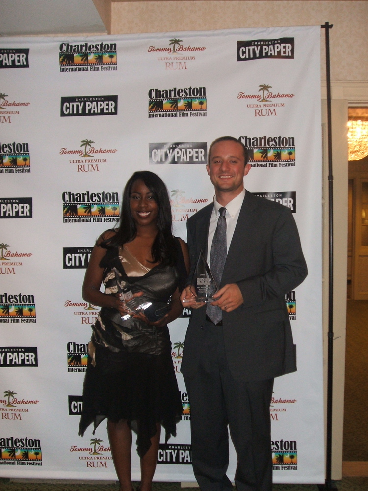 Natashia Saunders and Joseph McConnell. Screenwriting Winners at the Charleston International Film Festival.