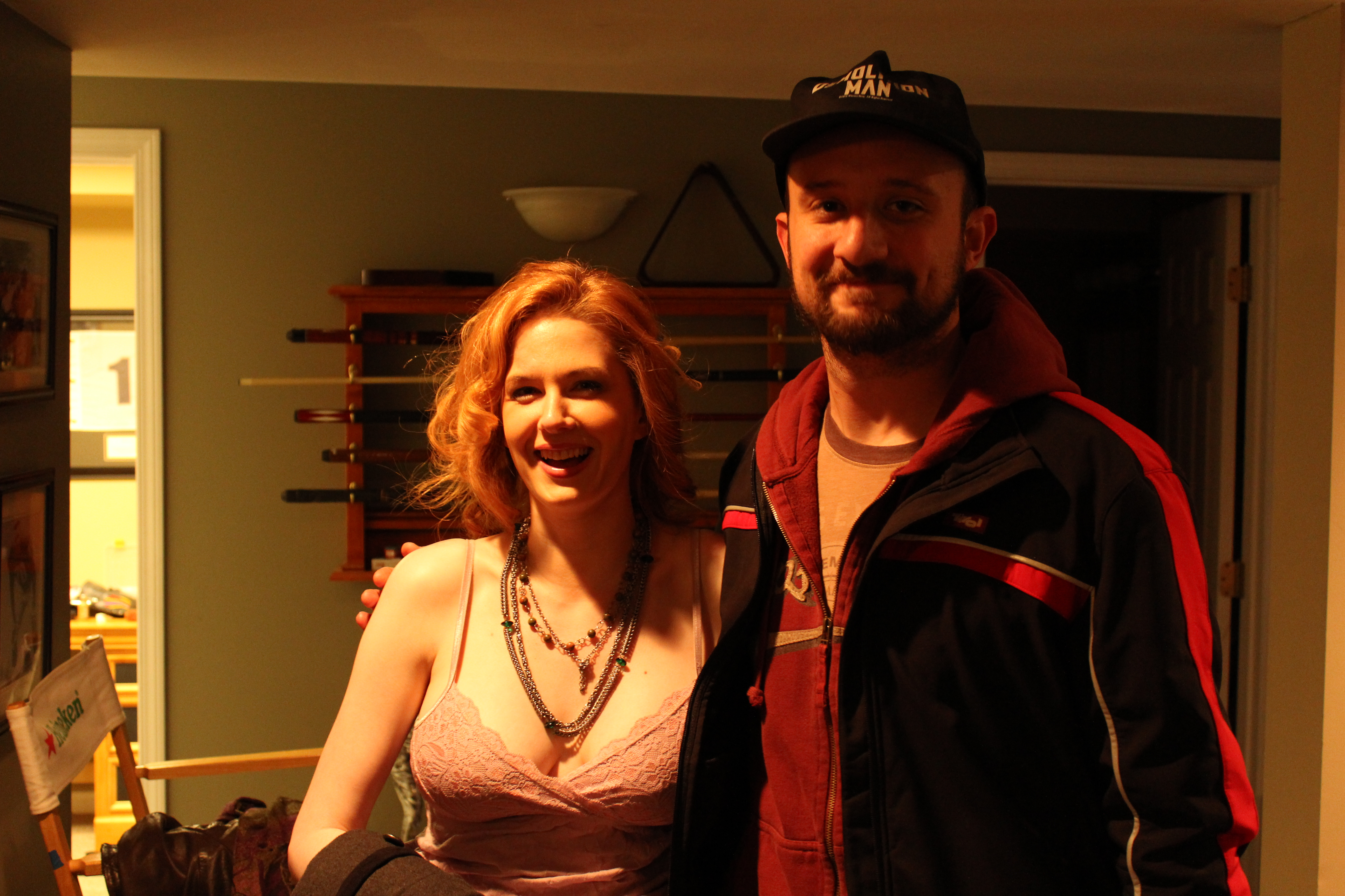 Joseph McConnell with actress Seregon O'Dassey after a long day on the set of 'Kung Fu and Titties'.