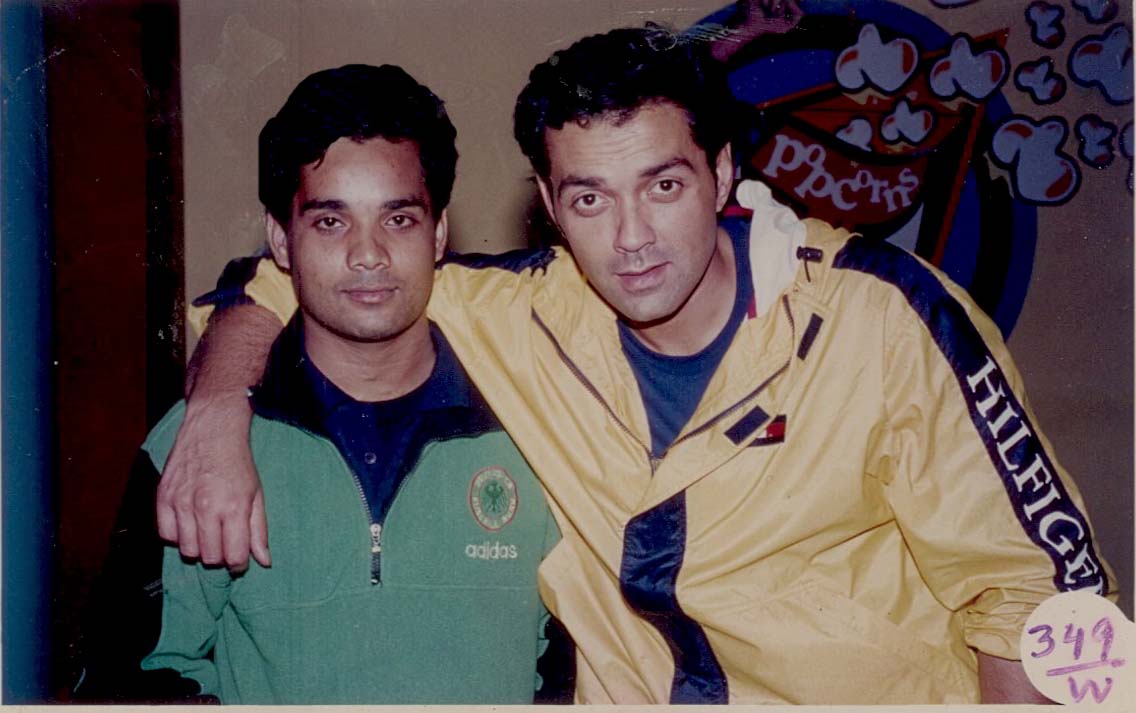 With Bobby Deol during shooting of 