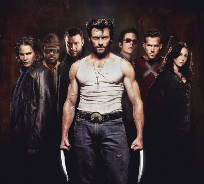 Still of Liev Schreiber, Ryan Reynolds, Hugh Jackman, Lynn Collins, Will.i.am, Taylor Kitsch and Tim Pocock in Iksmenai: pradzia. Ernis (2009)