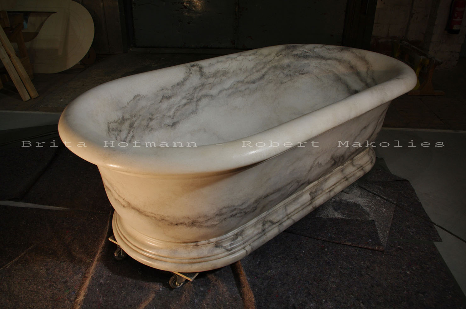 The Three Musketeers - marble bath tub - complete construktion ( polystyrene, MDF,plaster,paint )