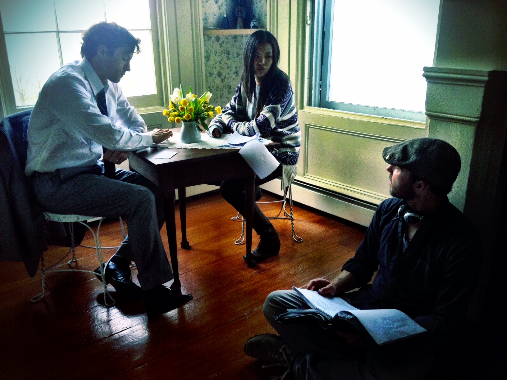Jenn Liu with Nathan Darrow on the set of The Inherited, directed by Devon Gummersall