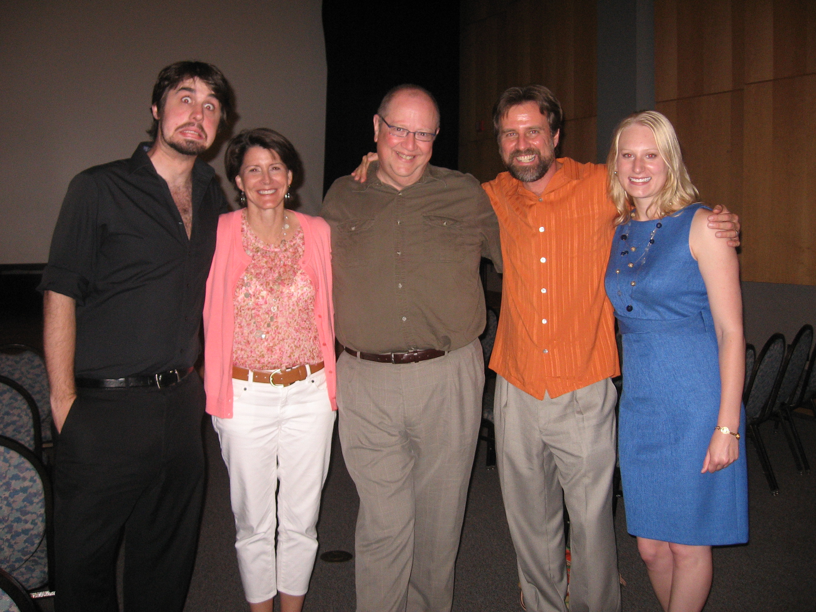 Thomas Baumgardner, Frances Mitchell, Chris Hull, Scott Rollins, and Annie Lewis at the premiere of DESULTORY RESEARCH AT THE OATES LAB Williamsburg, VA July 2011