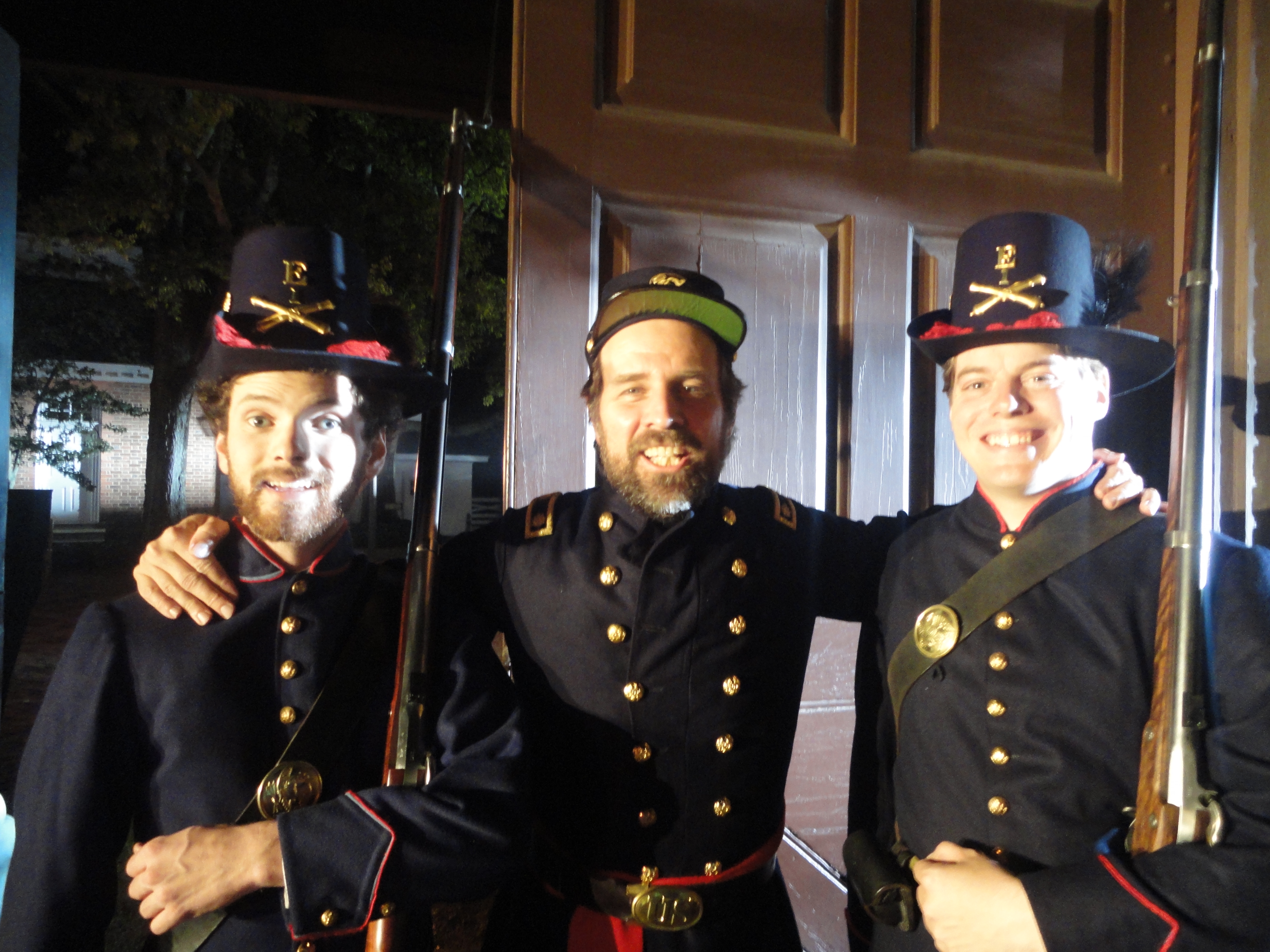 Scott, center, as Civil War Capt. John Foster on the Colonial Williamsburg film shoot of WHEN FREEDOM CAME. He's flanked by Zan Gillies and Brian Murray.