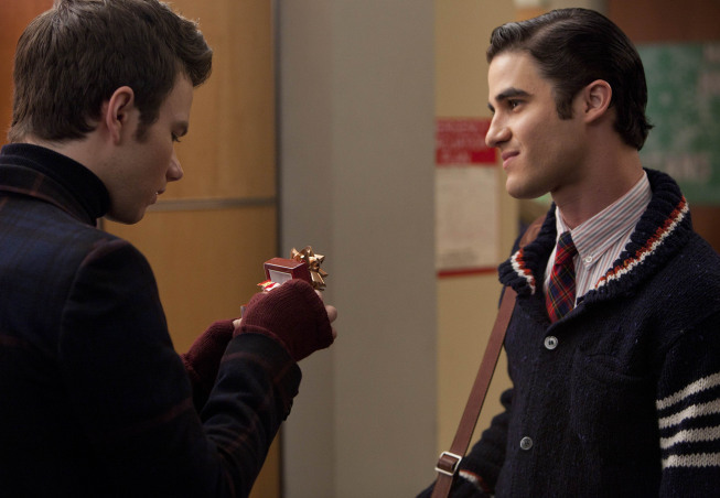 Still of Darren Criss and Chris Colfer in Glee (2009)