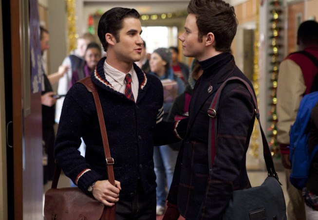 Still of Darren Criss and Chris Colfer in Glee (2009)