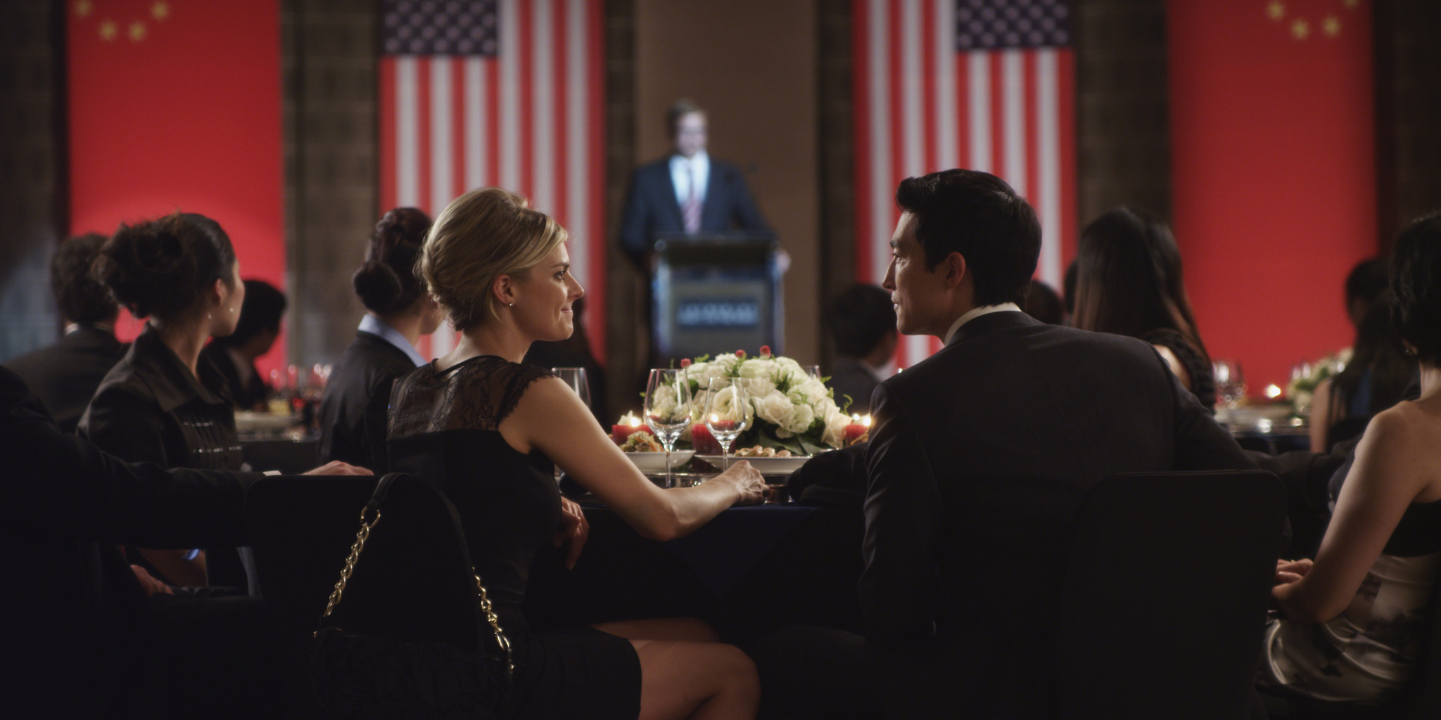 Still of Daniel Henney and Eliza Coupe in Shanghai Calling (2012)