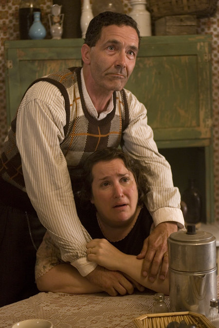 Ben Hall as Albert Budd, and Jillian Armenante as Delia Budd.