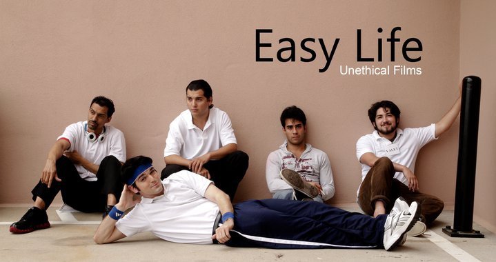 Poster for 'Easy Life'(2011)Actors(From left to right): Terry White, Sergio Flores, Evan King, Bardia Mattin, & Juan Figueroa. Directed by Enrique Caldera. Released by Unethical Films