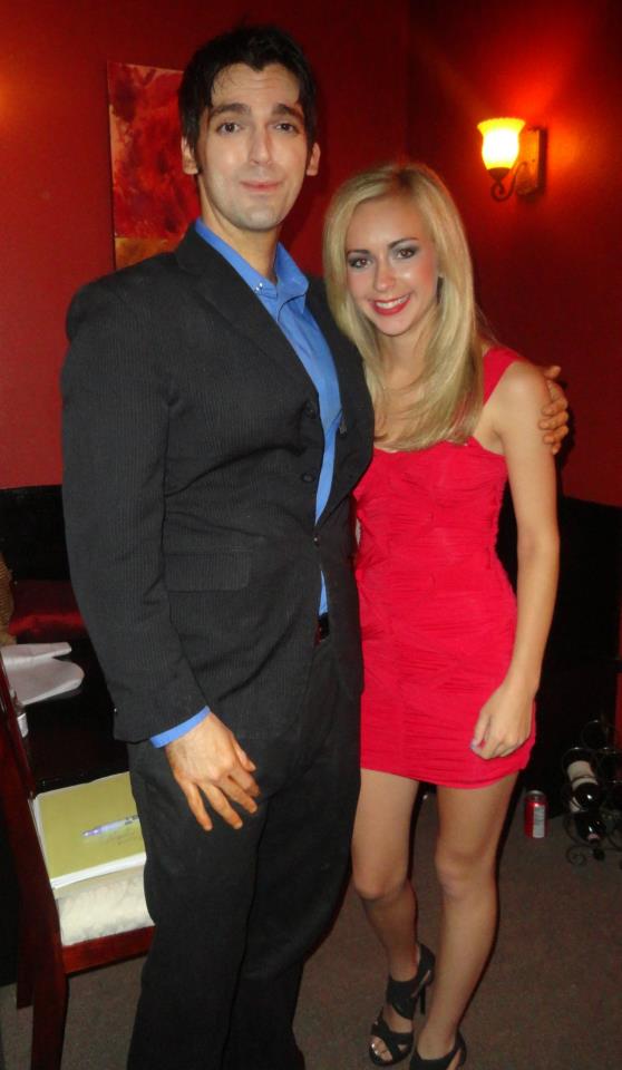 Evan King and costar Lauren Marie Galley on the set of the short film 'The Bitter Advice' produced by Autumn Child Productions(2012)