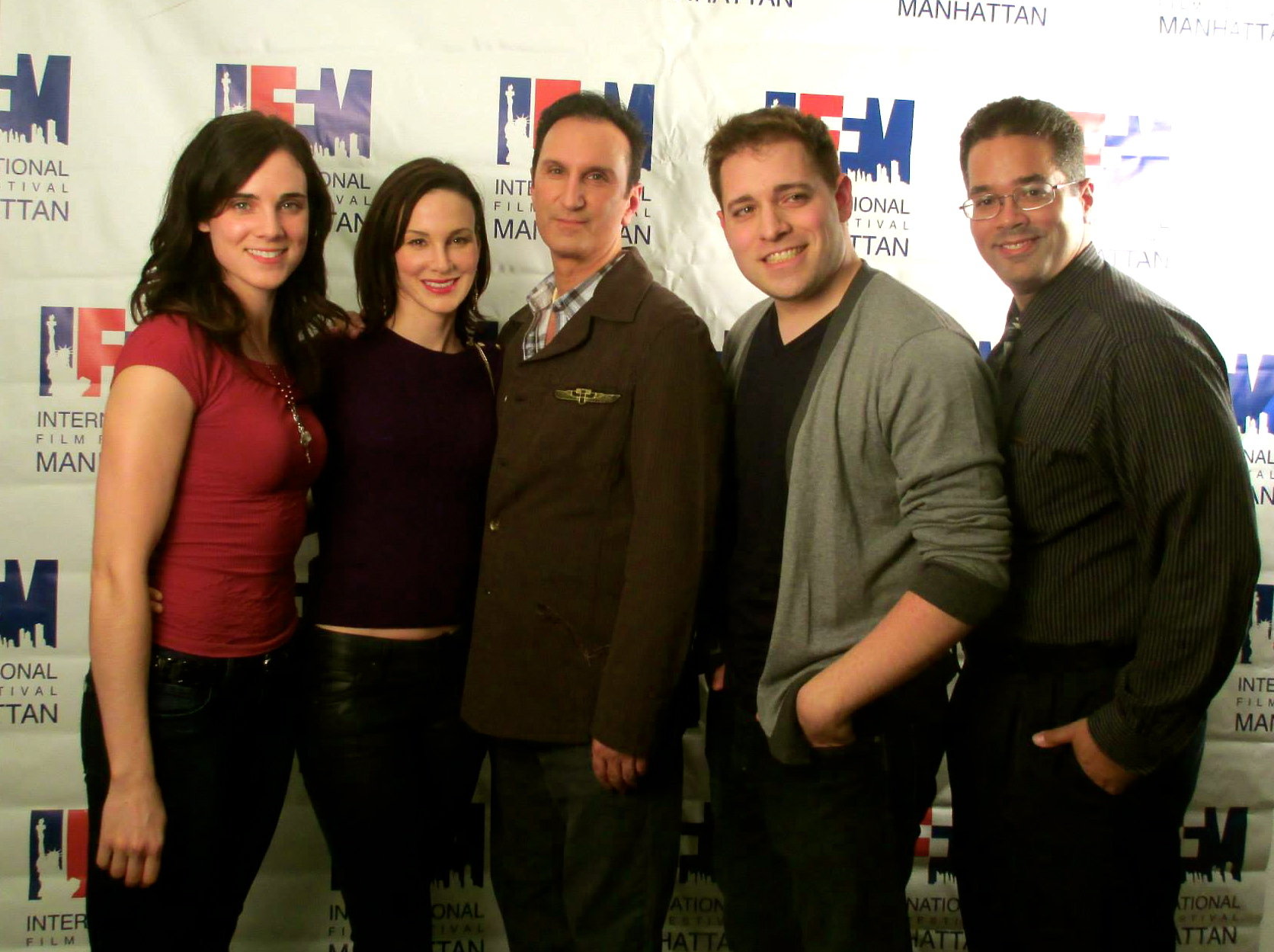 Mandy Evans, Kerri Miller, Roberto Lombardi, Chris R. Notarile and Ralph Henriquez on the red carpet at the 2013 International Film Festival Manhattan.