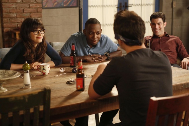 Still of Zooey Deschanel, Max Greenfield and Lamorne Morris in New Girl (2011)