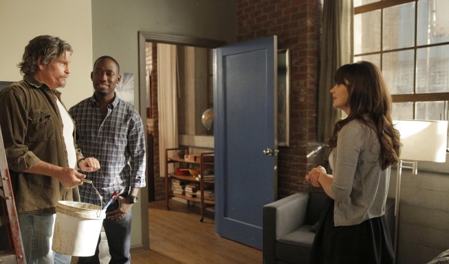 Still of Zooey Deschanel, Jeff Kober and Lamorne Morris in New Girl (2011)