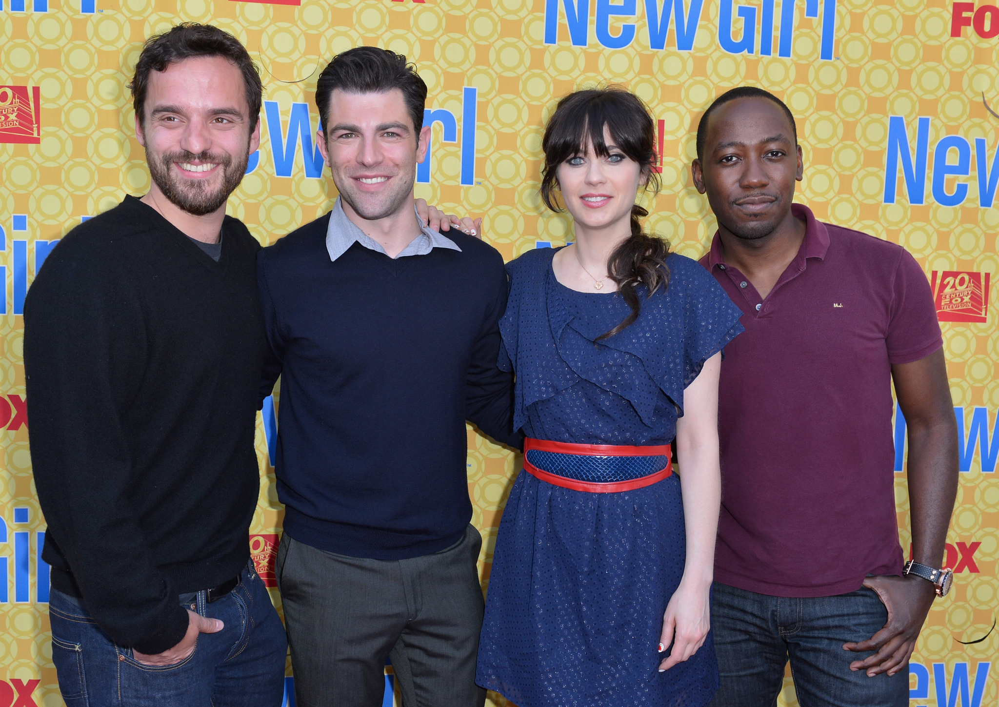 Zooey Deschanel, Max Greenfield, Lamorne Morris and Jake Johnson at event of New Girl (2011)