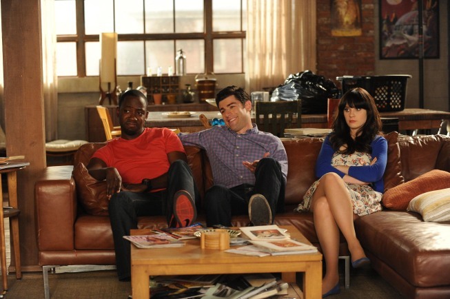 Still of Zooey Deschanel, Max Greenfield and Lamorne Morris in New Girl (2011)