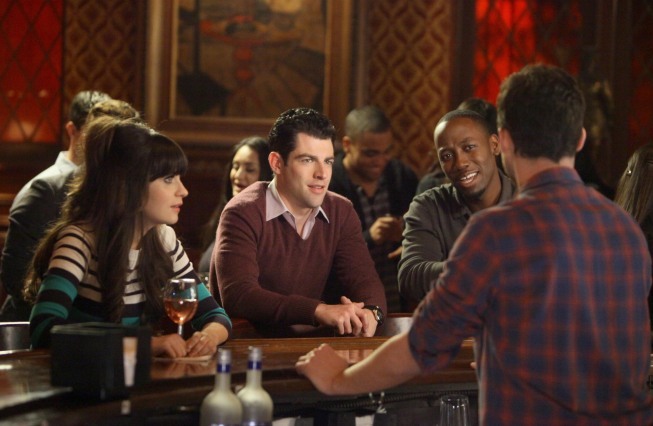 Still of Zooey Deschanel, Max Greenfield and Lamorne Morris in New Girl (2011)