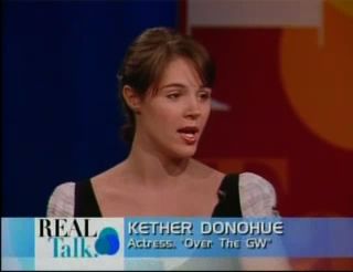 Kether Donohue being interviewed on the talk show 