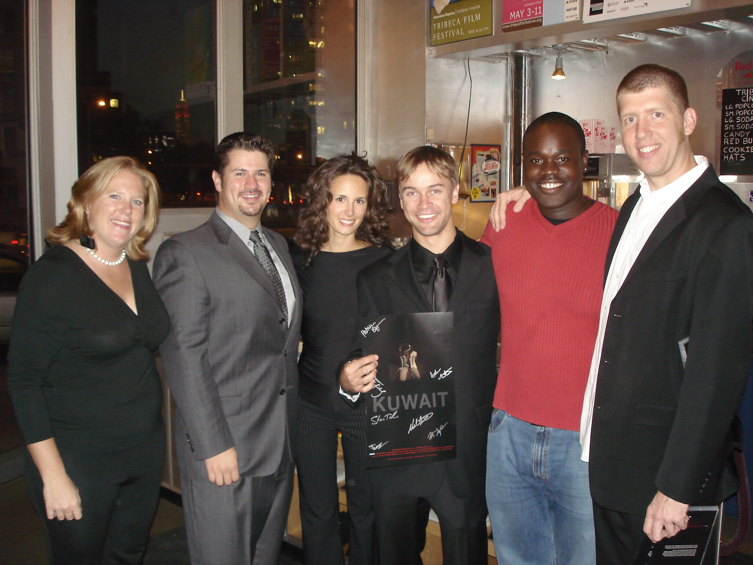 At the premiere party for Kuwait at Tribeca Cinemas. (left to right: Patricia Sykes, Michael W. Sapienza, Lauren Seikaly, Andrew Lawton, Noel Arthur, Shane Tilston)