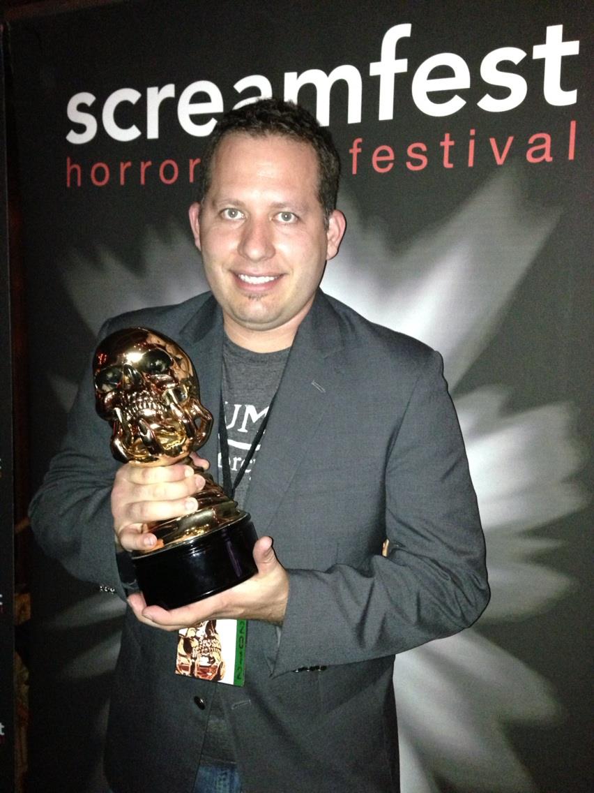 Director Brian Thompson at Screamfest 2012 Holding the Golden Skull - Winner Best Short