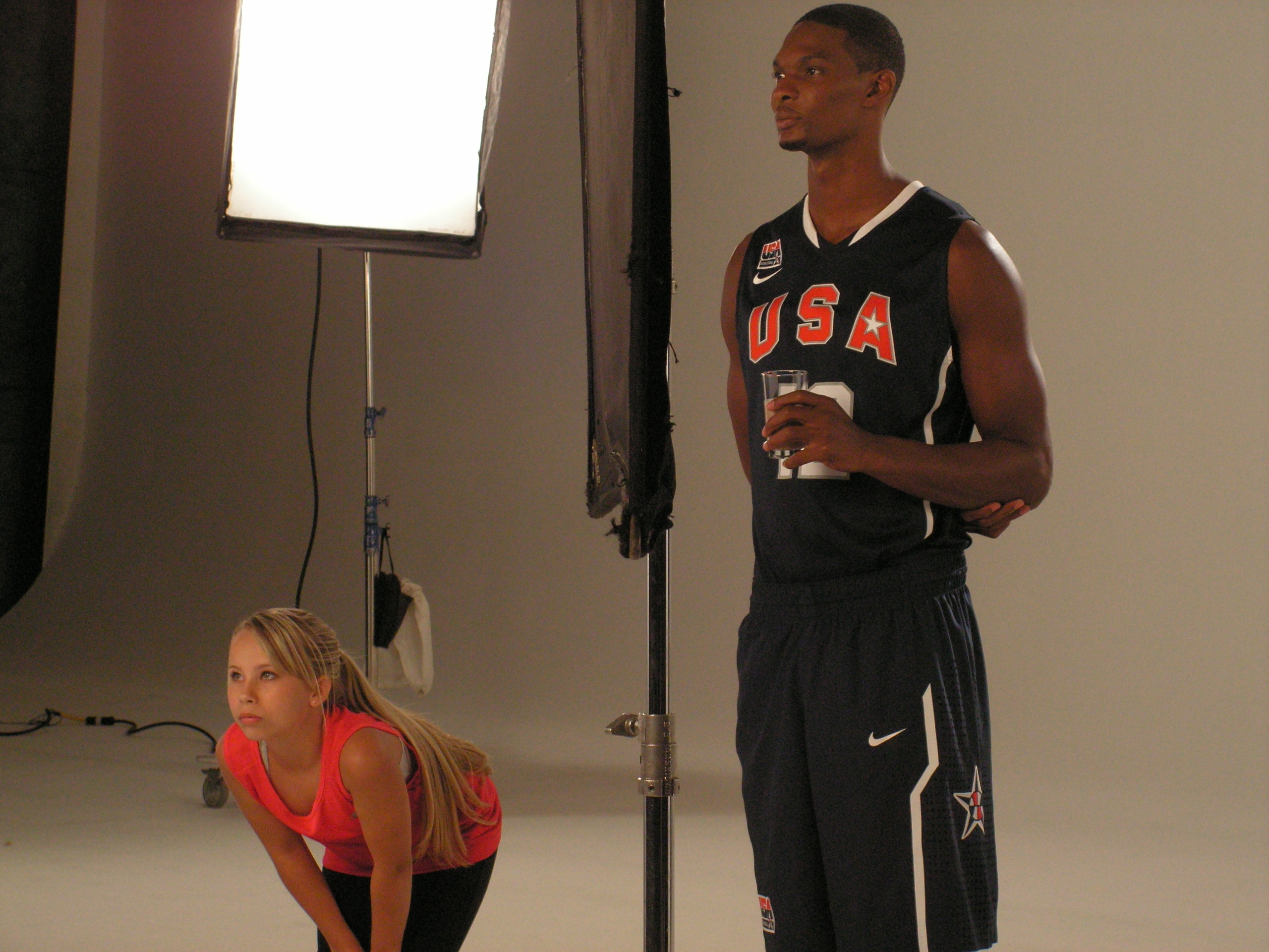 On Set of Got Milk / NBA Commercial. Sadie Brook & Chris Bosh