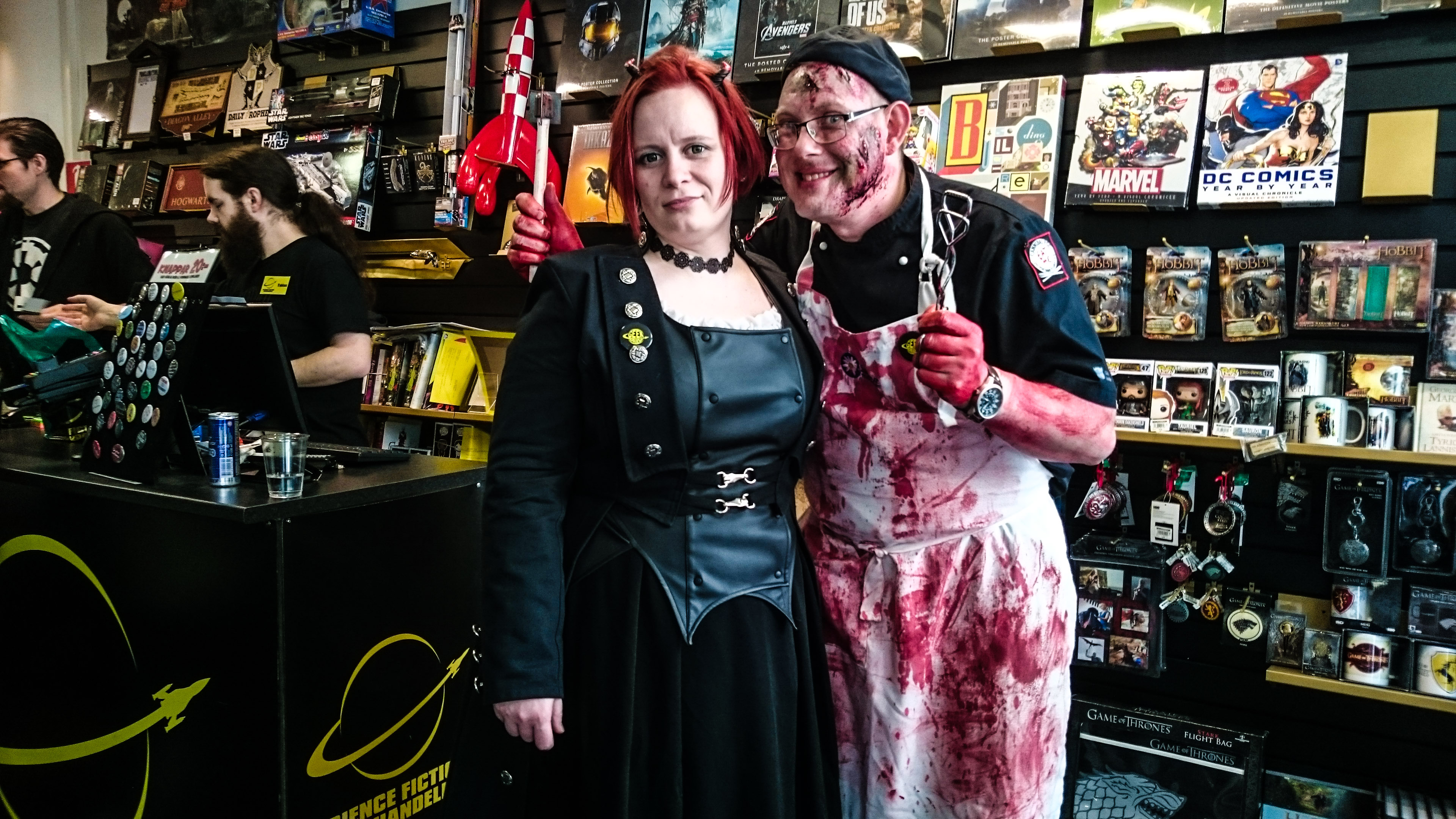 Jenny manager for SF-Bokhandeln and Jonas Wolcher at the Geek Pride Parade 24th of May 2015.
