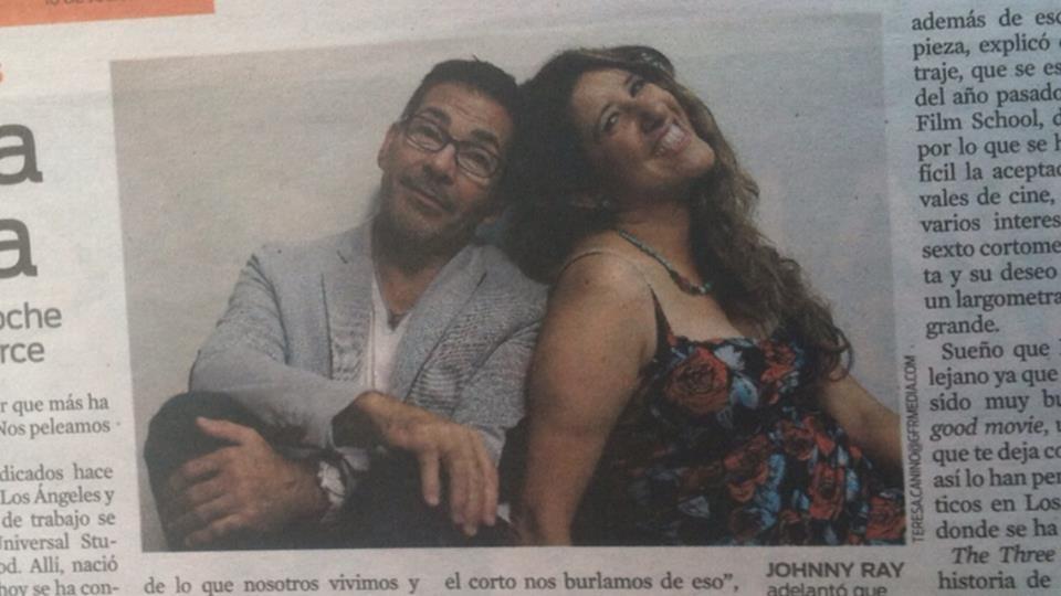 Talking The Three Bilinguals on the newspaper with producing partner Johnny Ray Rodriguez