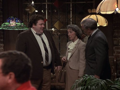 Still of George Wendt, Frances Bay and Robert Symonds in Cheers (1982)