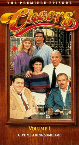 Ted Danson, Shelley Long, John Ratzenberger, George Wendt, Nicholas Colasanto and Rhea Perlman in Cheers (1982)