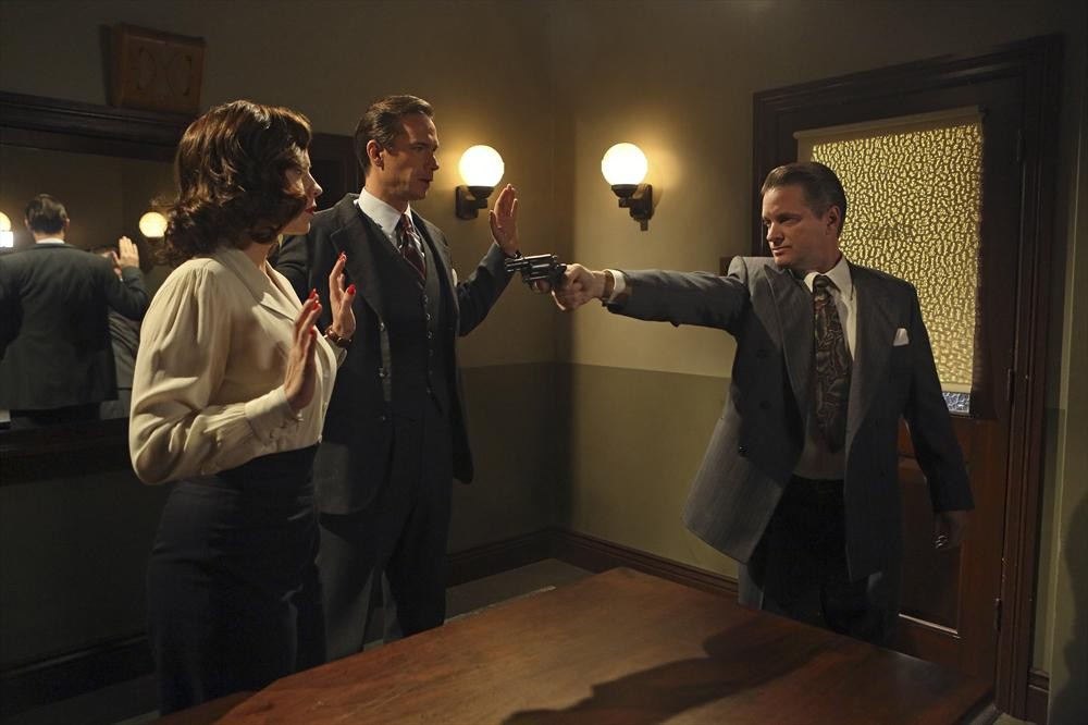 Still of James D'Arcy, Shea Whigham and Hayley Atwell in Agent Carter (2015)