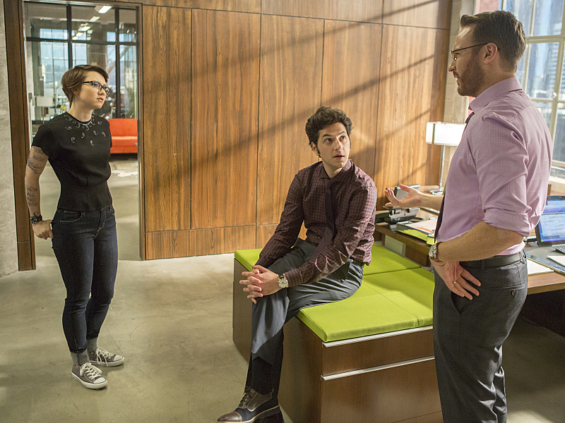 Still of Josh Lawson, Valorie Curry and Ben Schwartz in House of Lies (2012)