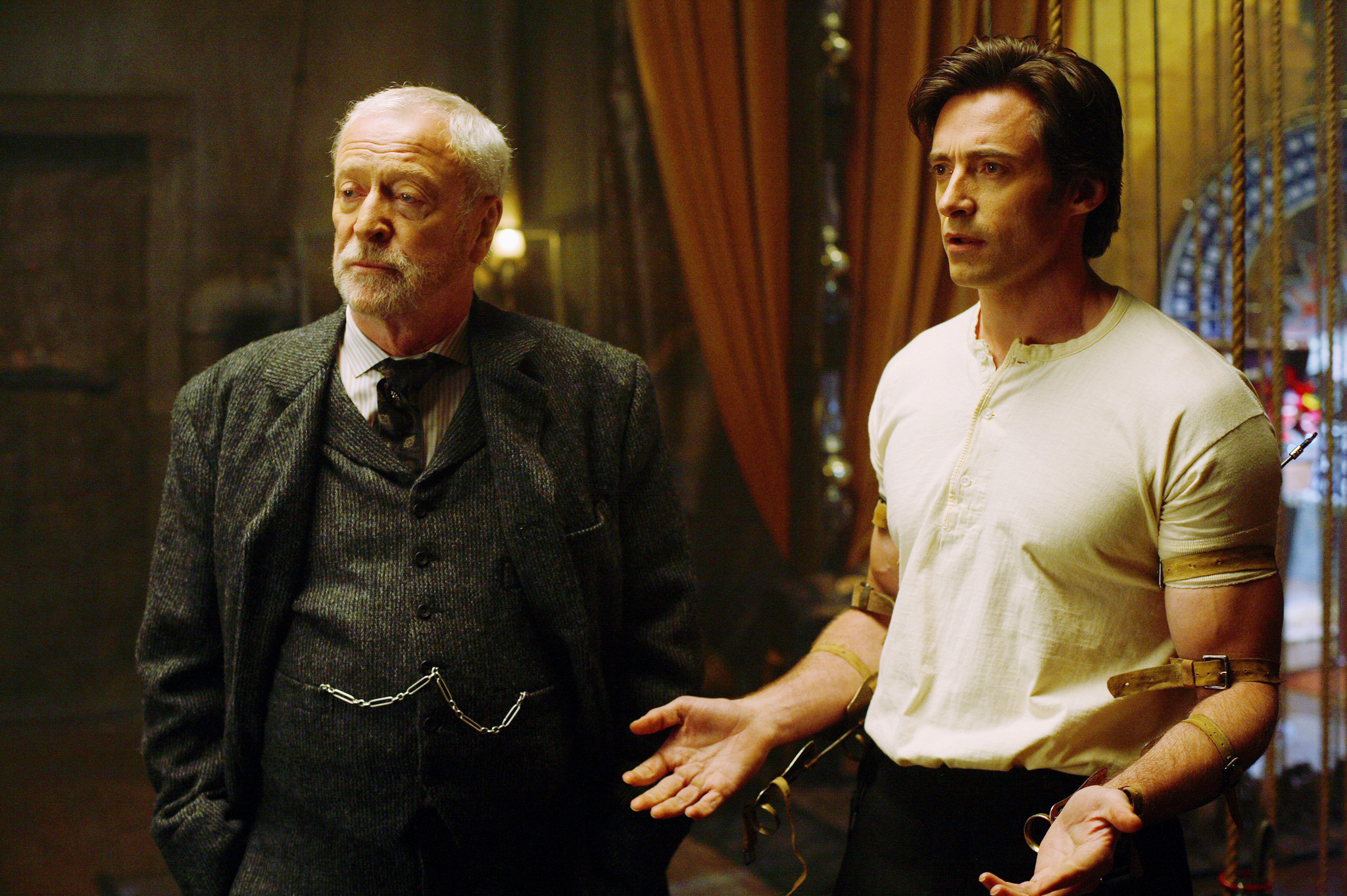 Still of Michael Caine and Hugh Jackman in Prestizas (2006)